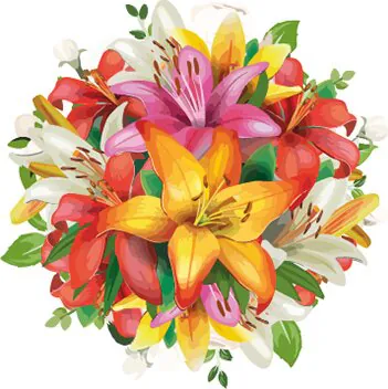 Con Gigli o Lilium, Fiori Misti e Verde Decorativo di stagione in Confezione a Tono. Esprime Allegria, Felicità e Affetto. Adatto per occasioni come Compleanni, Amicizia, Amore, Felicitazioni, Nascita, Anniversari e Inaugurazioni.