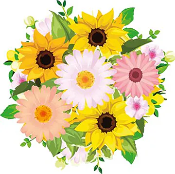 Con Girasoli, Gerbere e Verde decorativo di stagione in Confezione a Tono. Esprime Allegria, Felicità e Affetto. Adatto per occasioni come Compleanni, Amicizia, Amore, Felicitazioni, Nascita, Anniversari e Inaugurazioni.