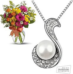 Fiori + Collana con Swarovski Elements