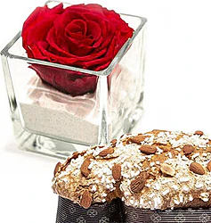 Colomba Pasquale con Rosa Rossa Stabilizzata Big di alta qualità