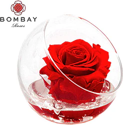 Bouquet di Fiori Freschi + Rosa Rossa Stabilizzata. Vera ed Eterna di Alta Qualità in Elegante Confezione a tono